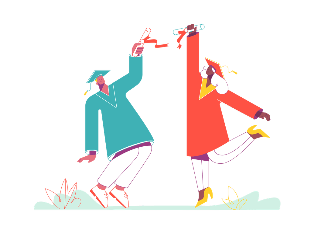 Graduates celebrating their achievement with diplomas